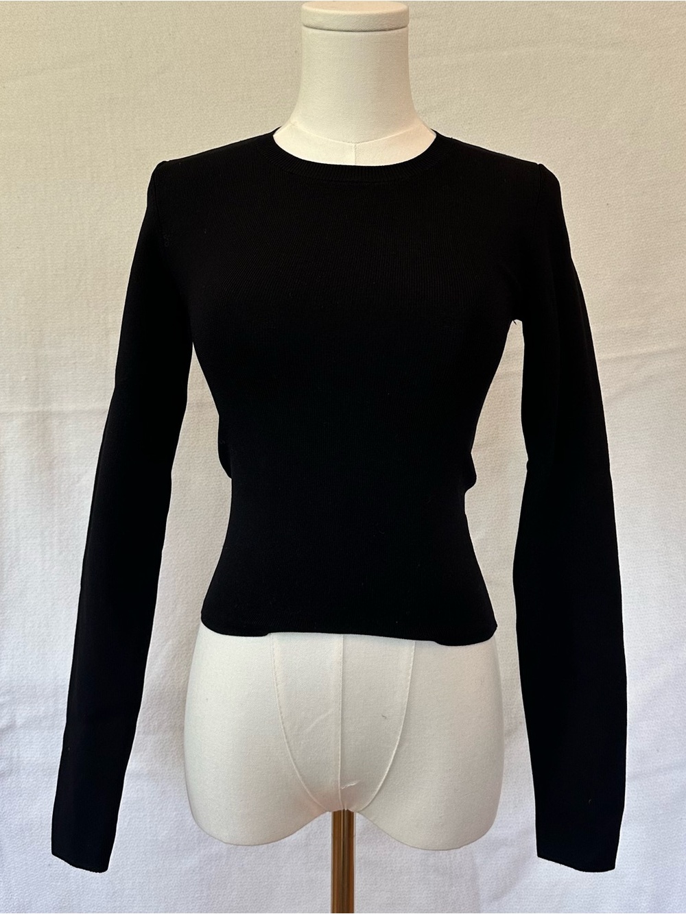 NWOT Aritzia Babaton Black Ribbed Long-Sleeve Knit Top XS